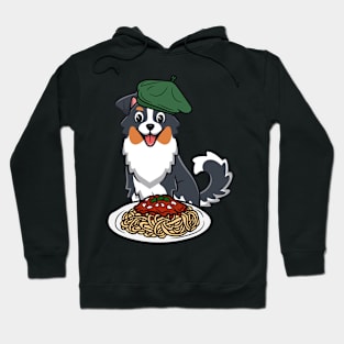 Cute Collie Dog is eating spaghetti Hoodie